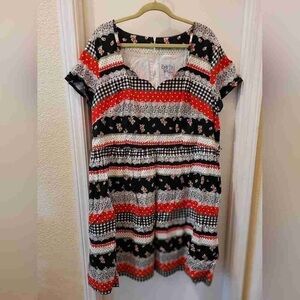 Cato Red, Black, and White Striped Floral Blouse